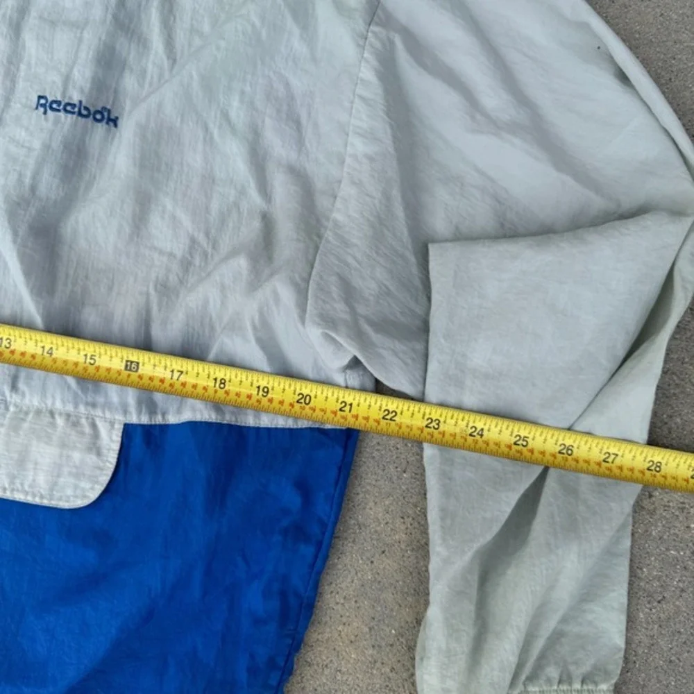 Vintage Reebok Track Jacket Mens X-Large Windbreaker Retro Nylon 90s Grey‎ Blue